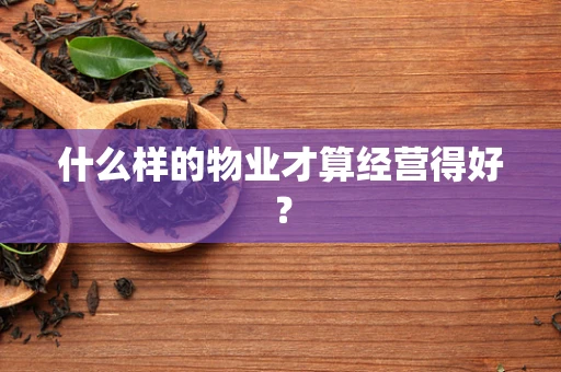 什么样的物业才算经营得好？