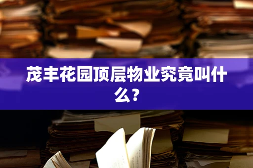 茂丰花园顶层物业究竟叫什么？