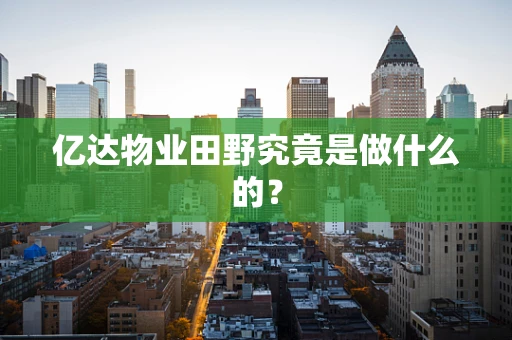 亿达物业田野究竟是做什么的？