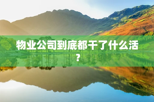 物业公司到底都干了什么活？